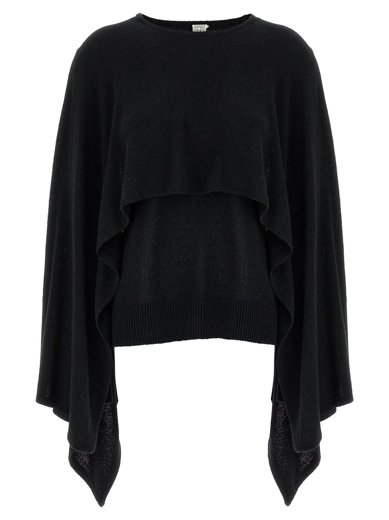TOTEME Black Silk Cardigan - Elegant Cape Design