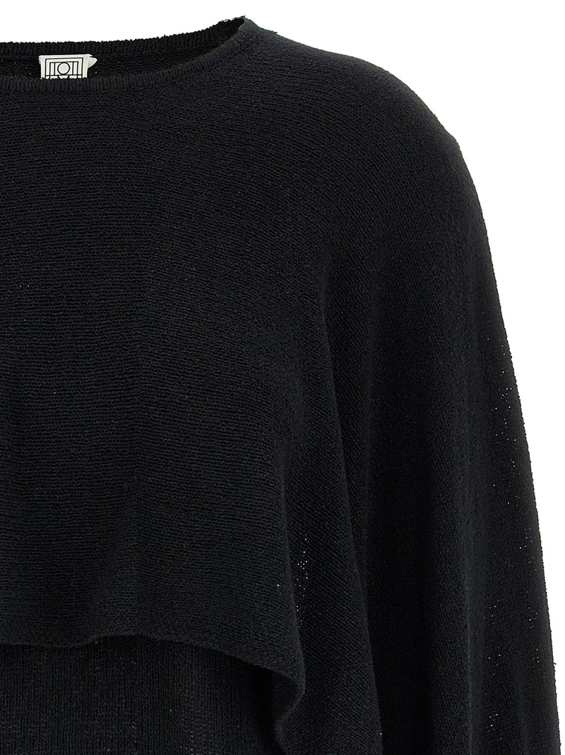 TOTEME Black Silk Cardigan - Elegant Cape Design