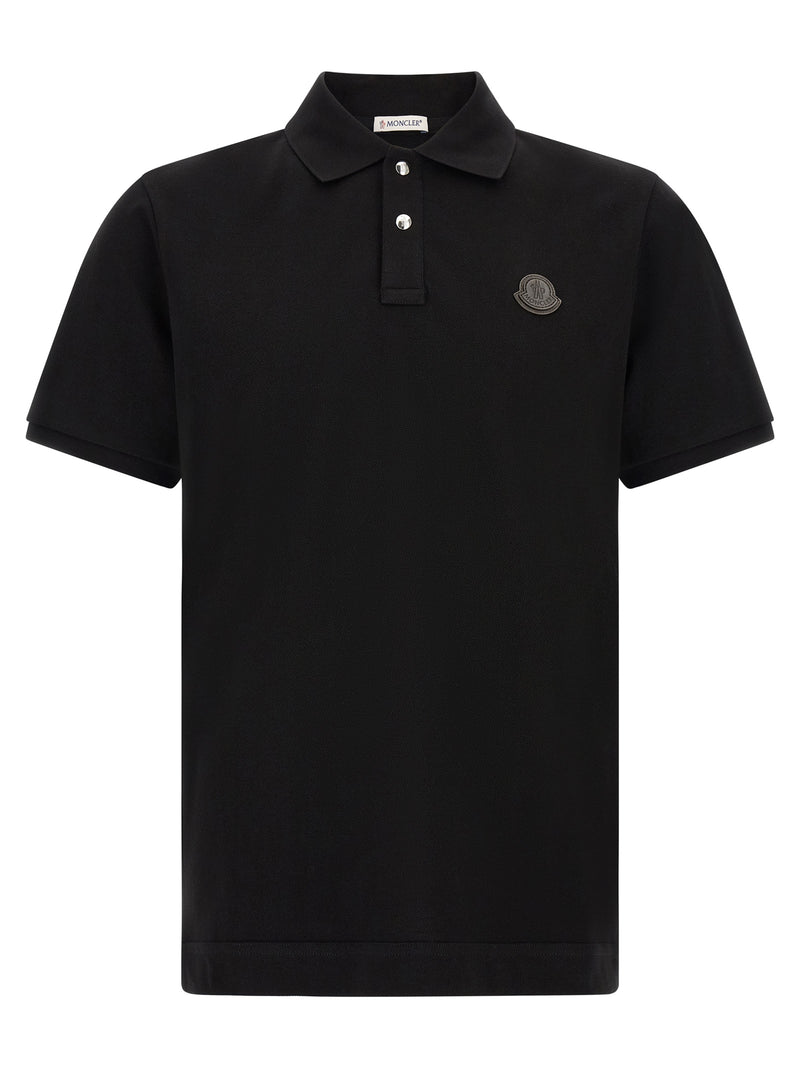 Moncler Black Leather Polo Shirt - Premium Cotton Piqué
