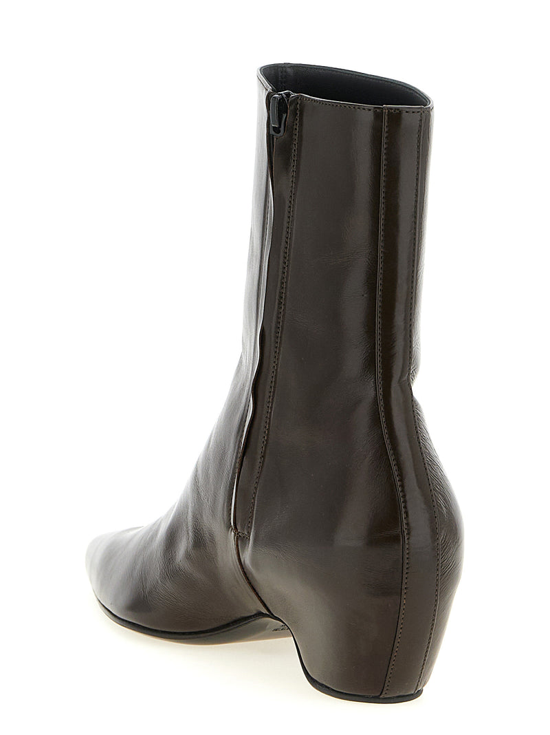 Khaite Sybil Brown Calfskin Ankle Boots for Women