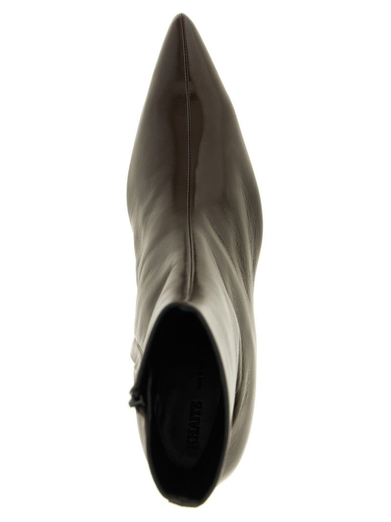 Khaite Sybil Brown Calfskin Ankle Boots for Women