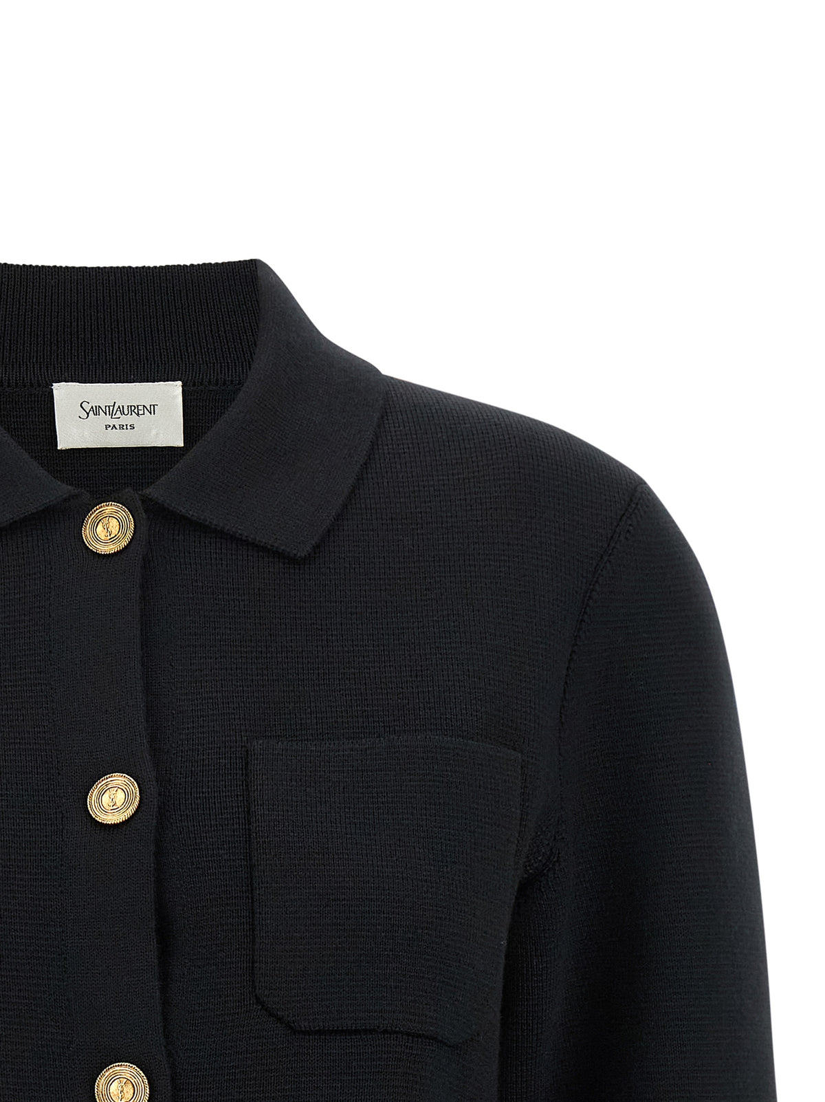 Saint Laurent Black Wool Cardigan - Elegant & Sophisticated