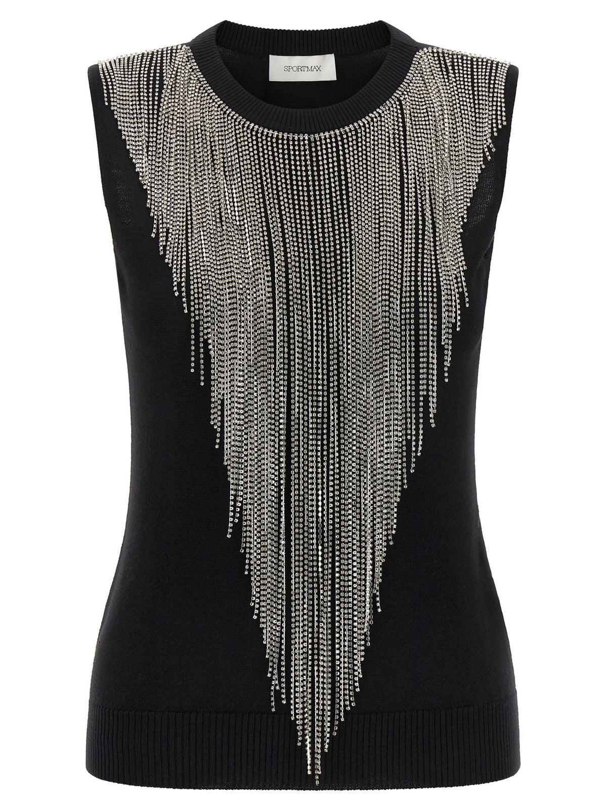 Sportmax Black Virgin Wool Tank Tops
