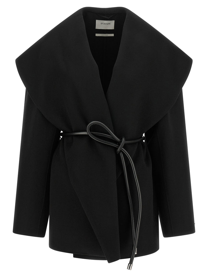 Sportmax SpxUguale Black Wool Coat for Women