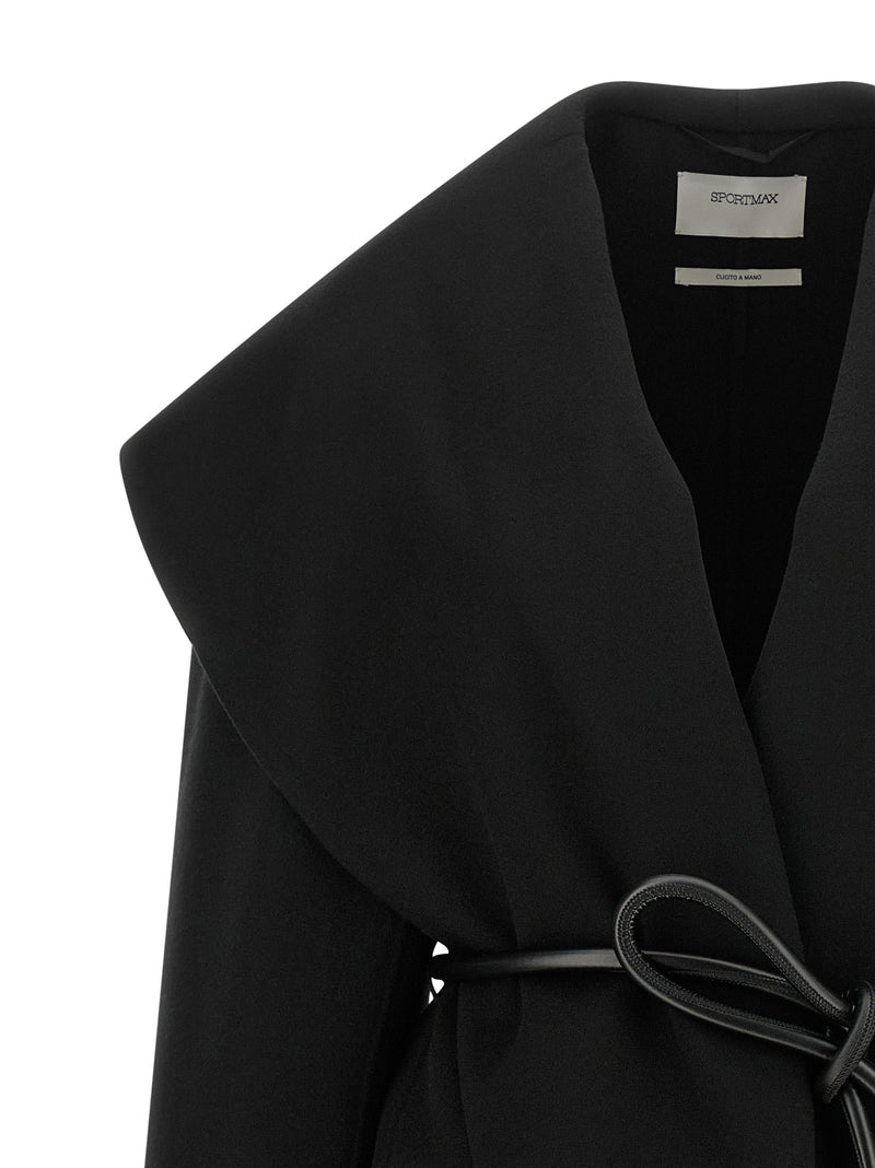 Sportmax SpxUguale Black Wool Coat for Women