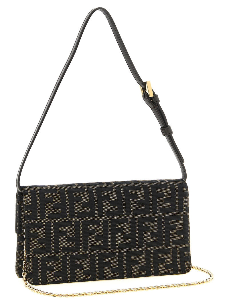 Fendi Tube Wallet On Chain - Brown Polyester Cardholder
