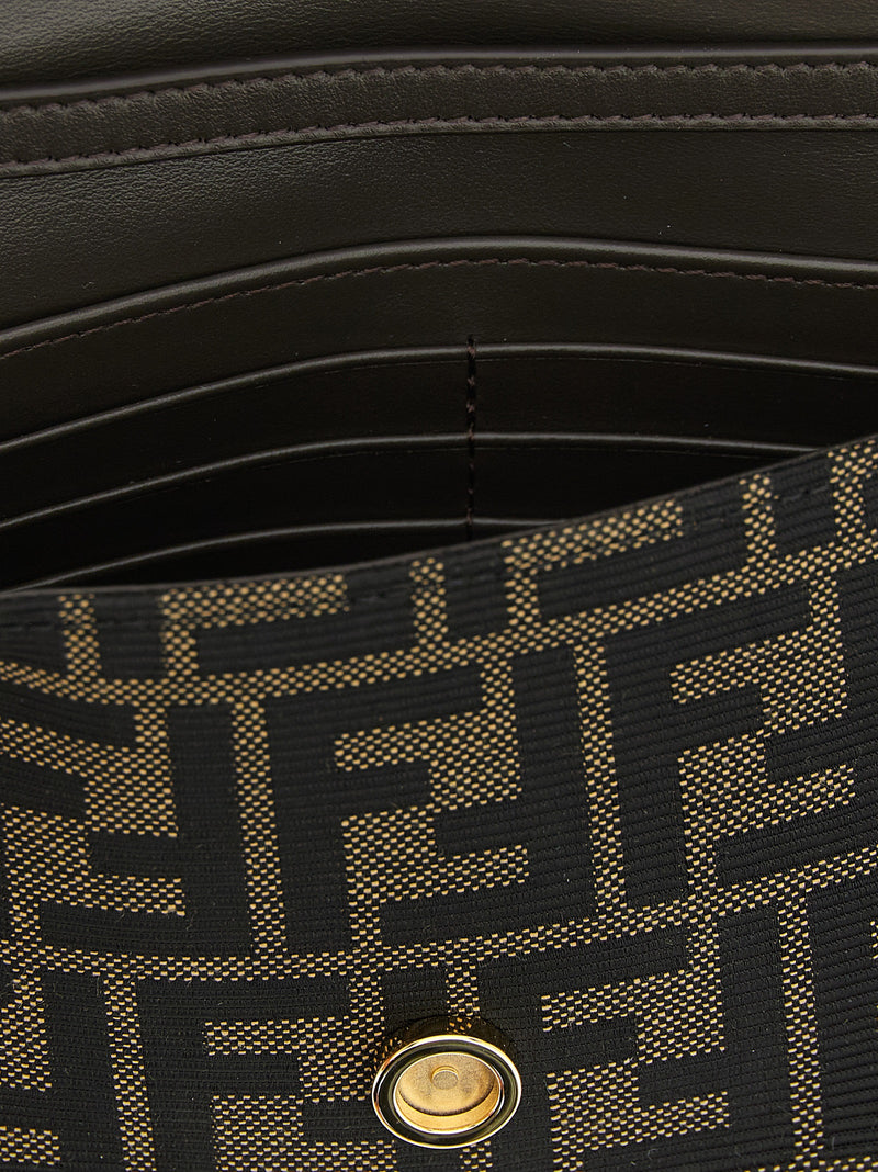 Fendi Tube Wallet On Chain - Brown Polyester Cardholder