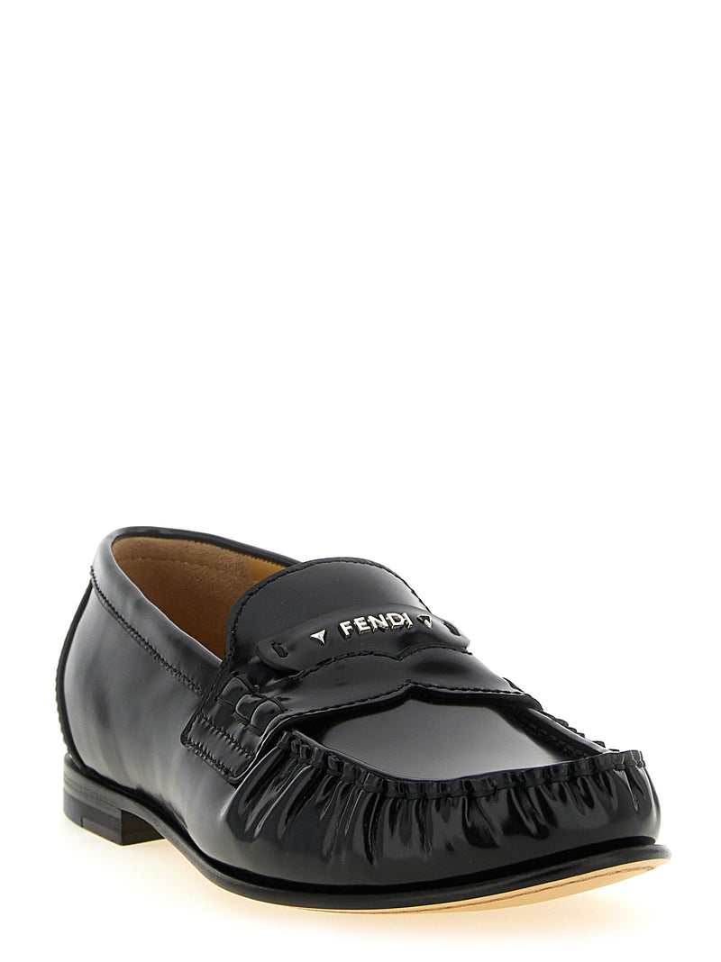 Fendi Black Calfskin Slip-On Loafers - Fendi Scrunch Model