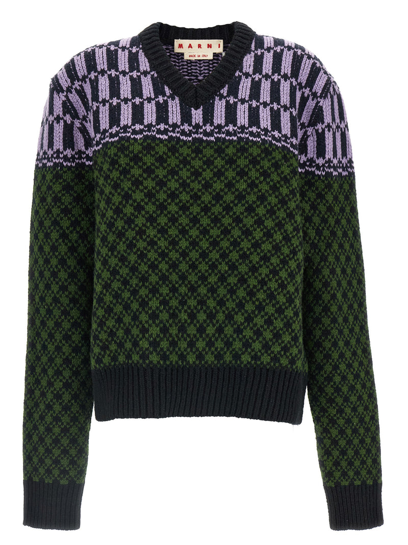 Cardigan en Laine Multicolore Marni pour Homme