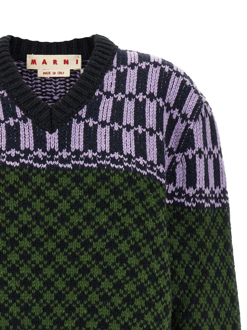 Cardigan en Laine Multicolore Marni pour Homme