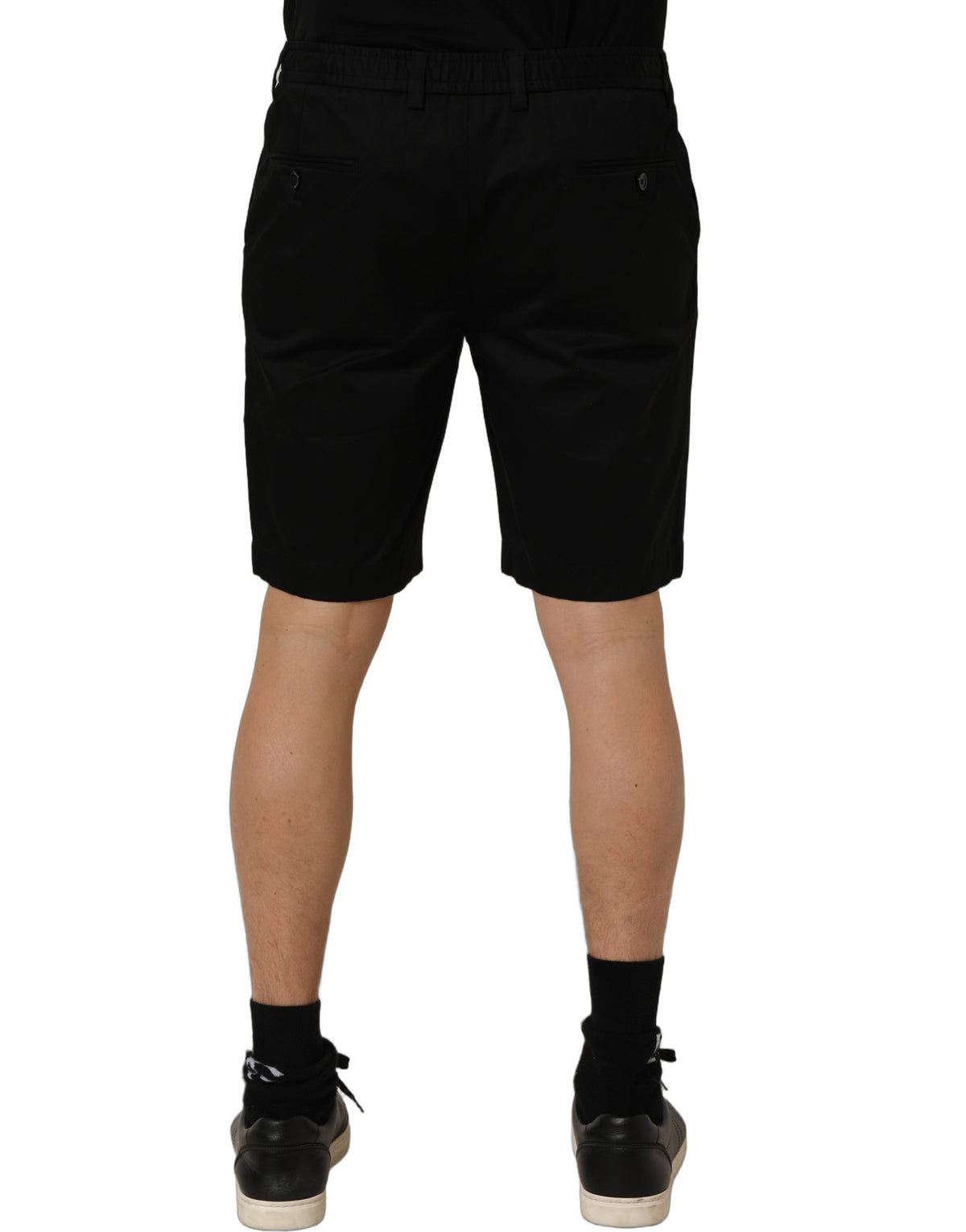Dolce & Gabbana Black Cotton Mid Waist Men Bermuda Shorts