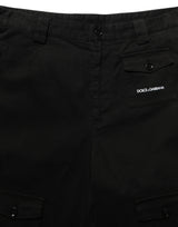 Dolce & Gabbana Black Cotton Mid Waist Men Cargo Shorts