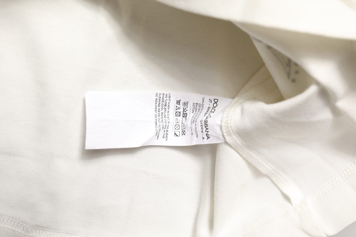 Dolce & Gabbana White Bandana Print Cotton Crew Neck T-shirt