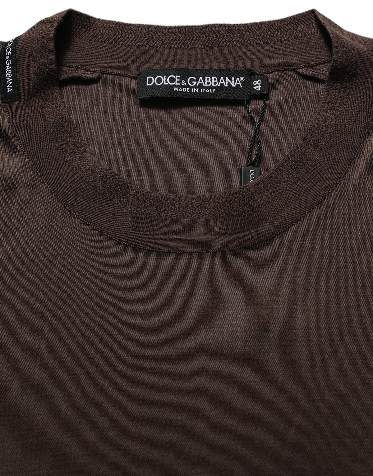 Dolce & Gabbana Brown Silk Crew Neck Short Sleeves T-shirt