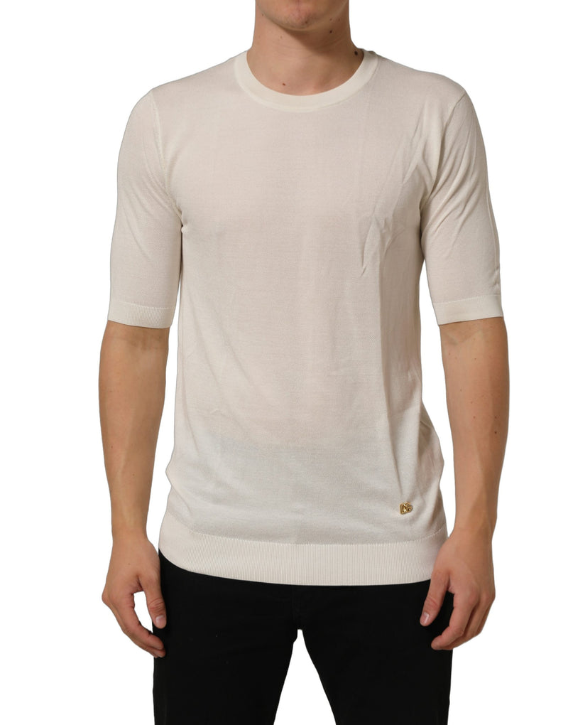 Dolce & Gabbana Off White Crew Neck Short Sleeve T-Shirt