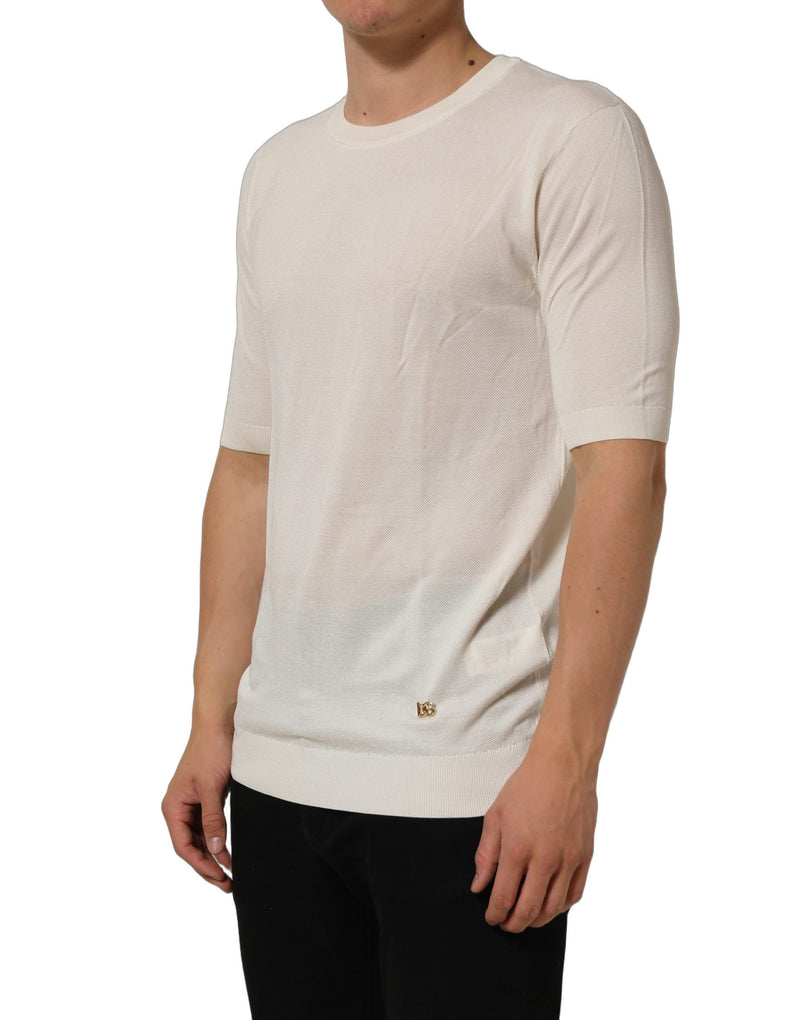 Dolce & Gabbana Off White Crew Neck Short Sleeve T-Shirt