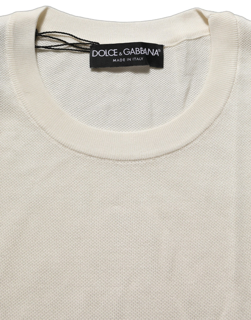 Dolce & Gabbana Off White Crew Neck Short Sleeve T-Shirt