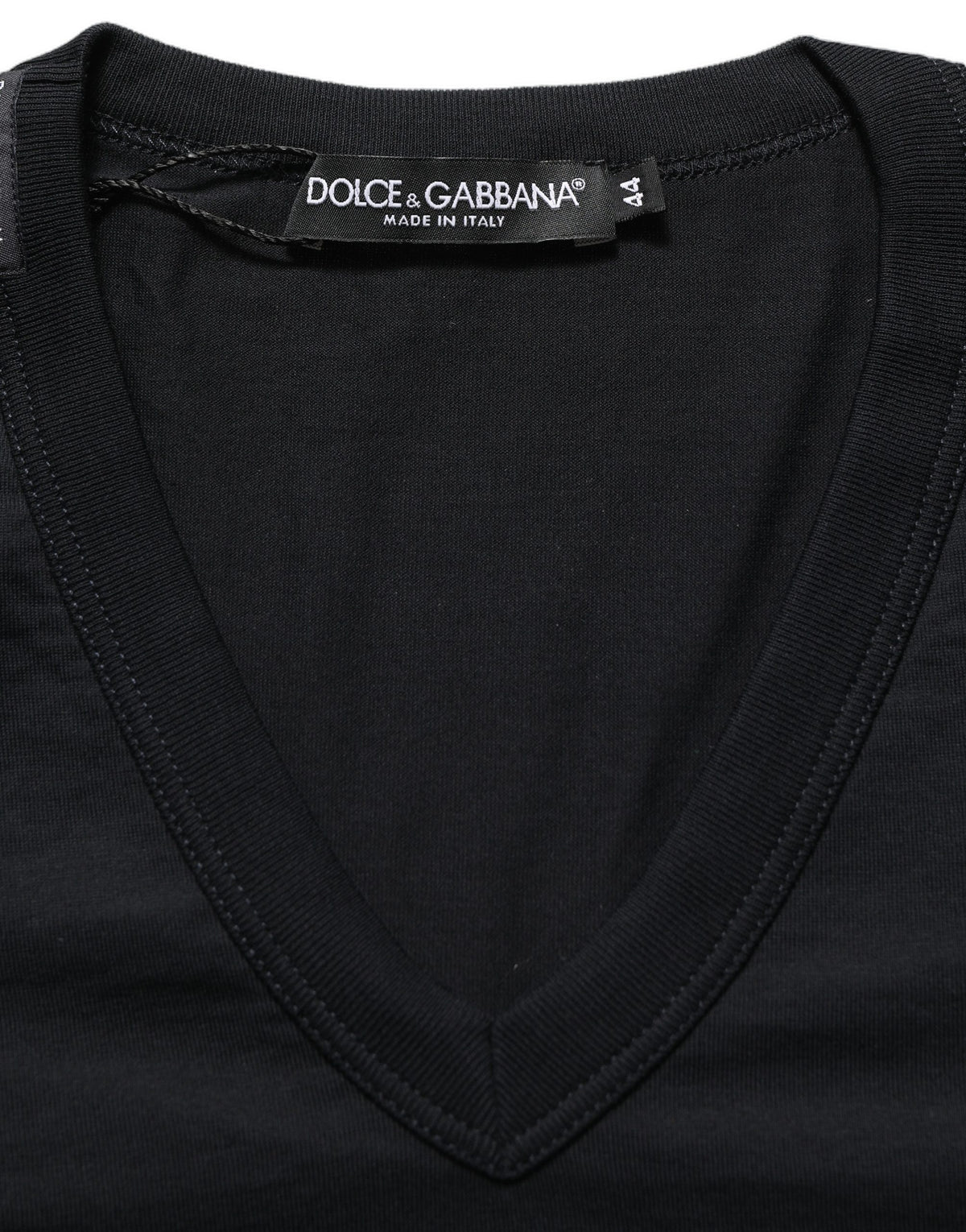 Dolce & Gabbana Dark Blue Cotton V-Neck Short Sleeve T-shirt