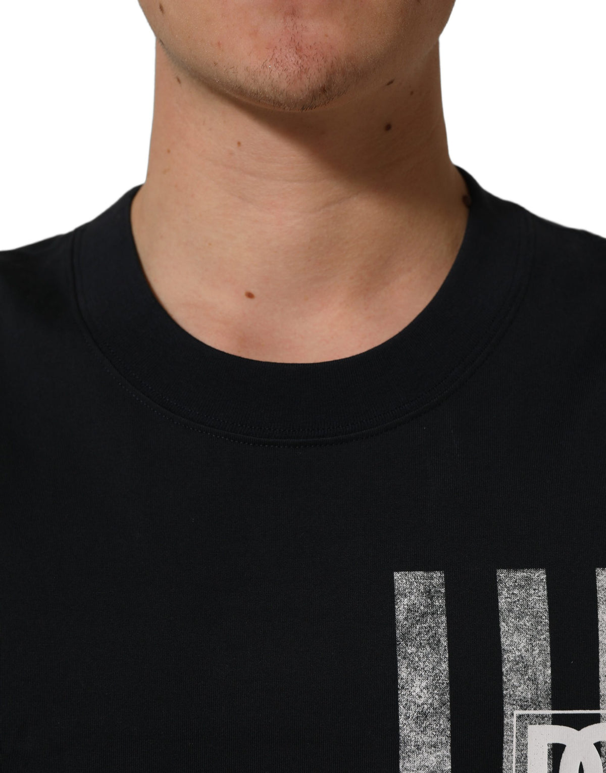 Dolce & Gabbana Blue Striped Print Cotton Crew Neck  T-shirt
