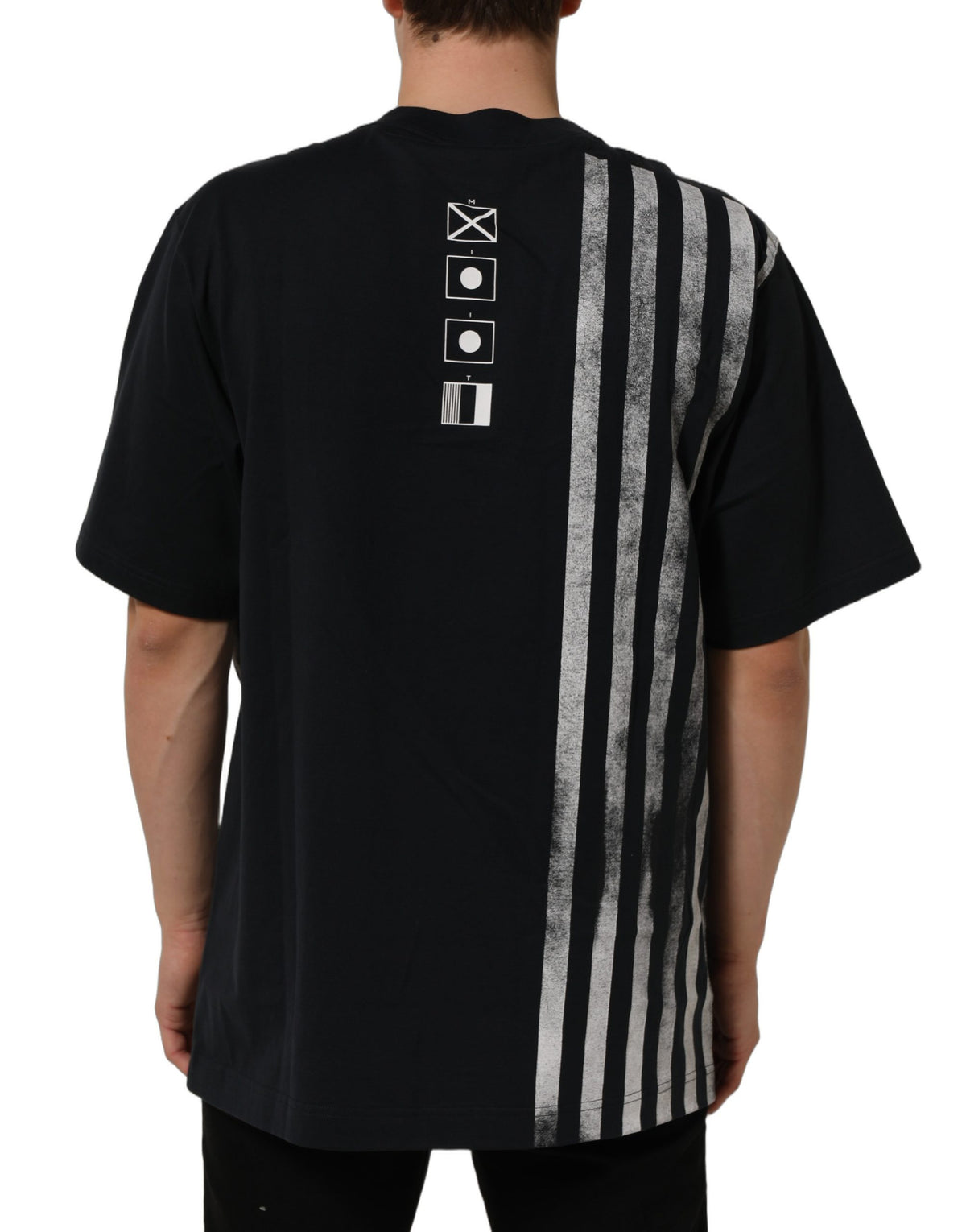 Dolce & Gabbana Blue Striped Print Cotton Crew Neck  T-shirt