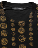 Dolce & Gabbana Black All Over Coin Print Cotton Men T-shirt