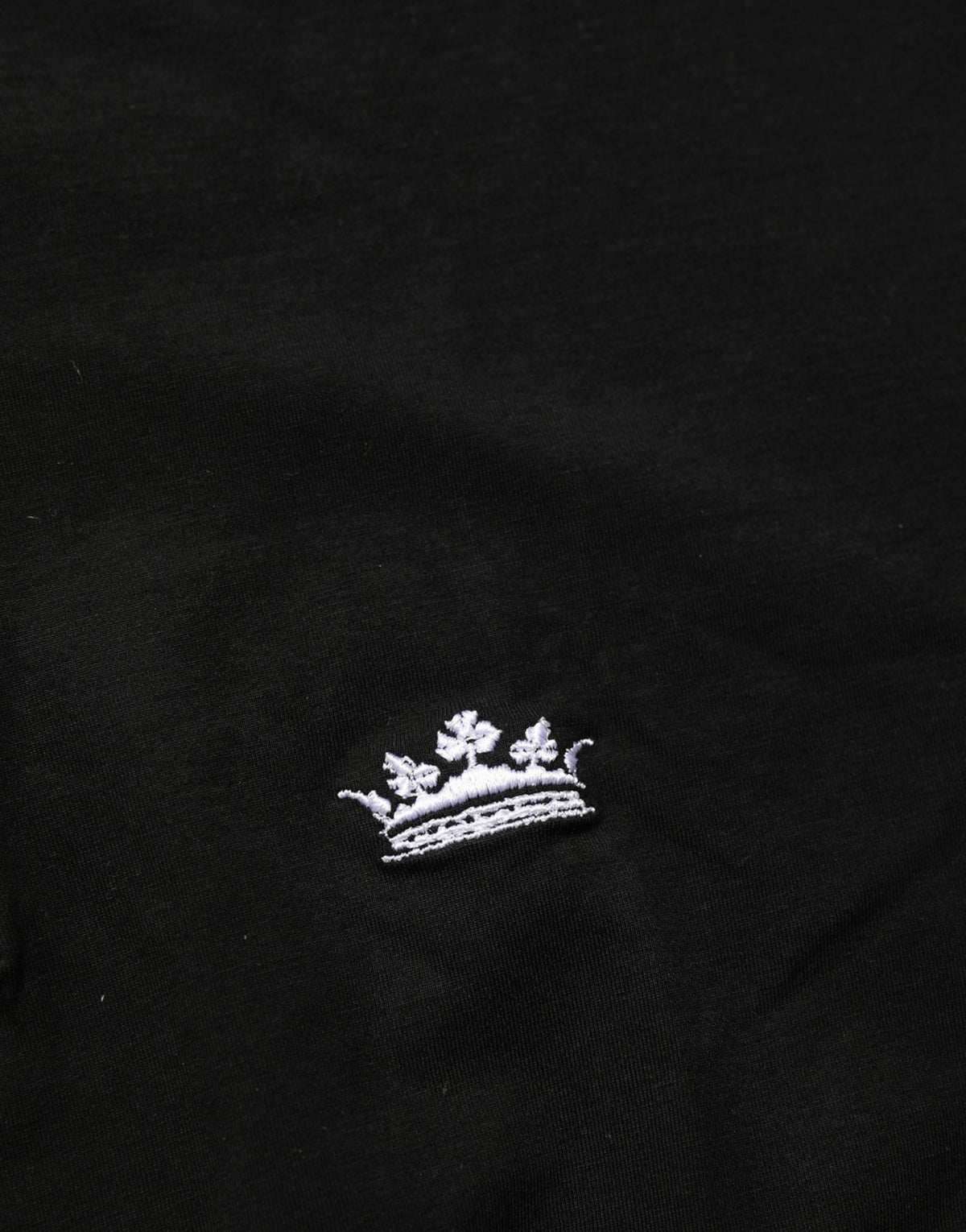 Dolce & Gabbana Black Crown Short Sleeved Henley Men T-shirt