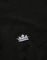 Dolce & Gabbana Black Crown Short Sleeved Henley Men T-shirt