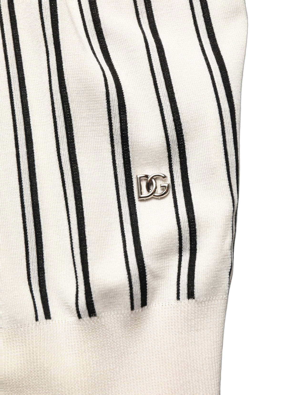 Dolce & Gabbana White Black Stripe Collared Polo T-shirt