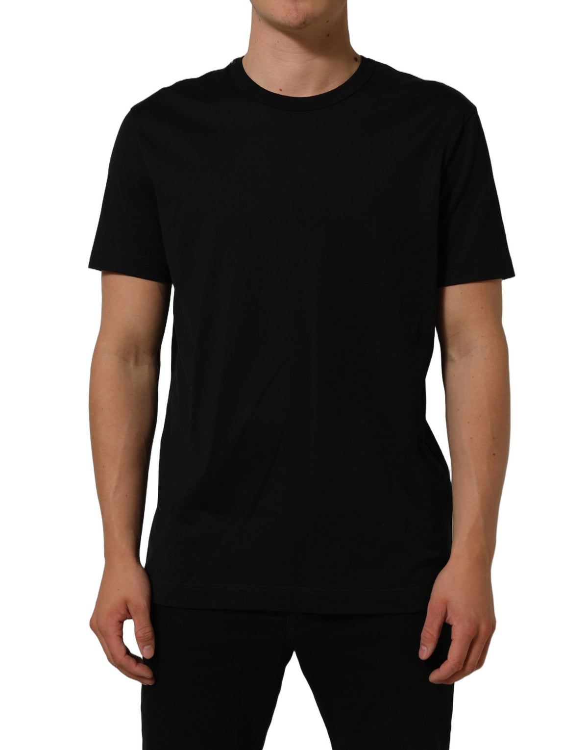 Dolce & Gabbana Black Cotton Crew Neck Short Sleeve T-shirt