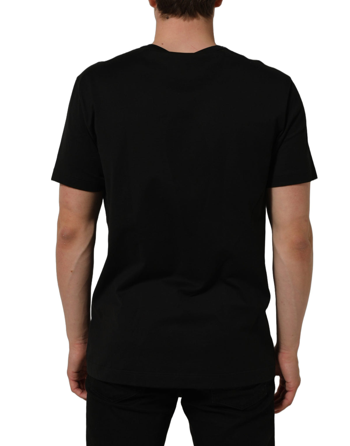 Dolce & Gabbana Black Cotton Crew Neck Short Sleeve T-shirt