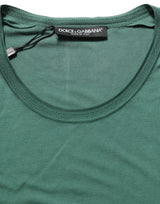 Dolce & Gabbana Green Silk Crew Neck Short Sleeves T-shirt