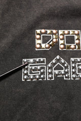 Dolce & Gabbana Gray Cotton Logo Stud Embellished T-shirt
