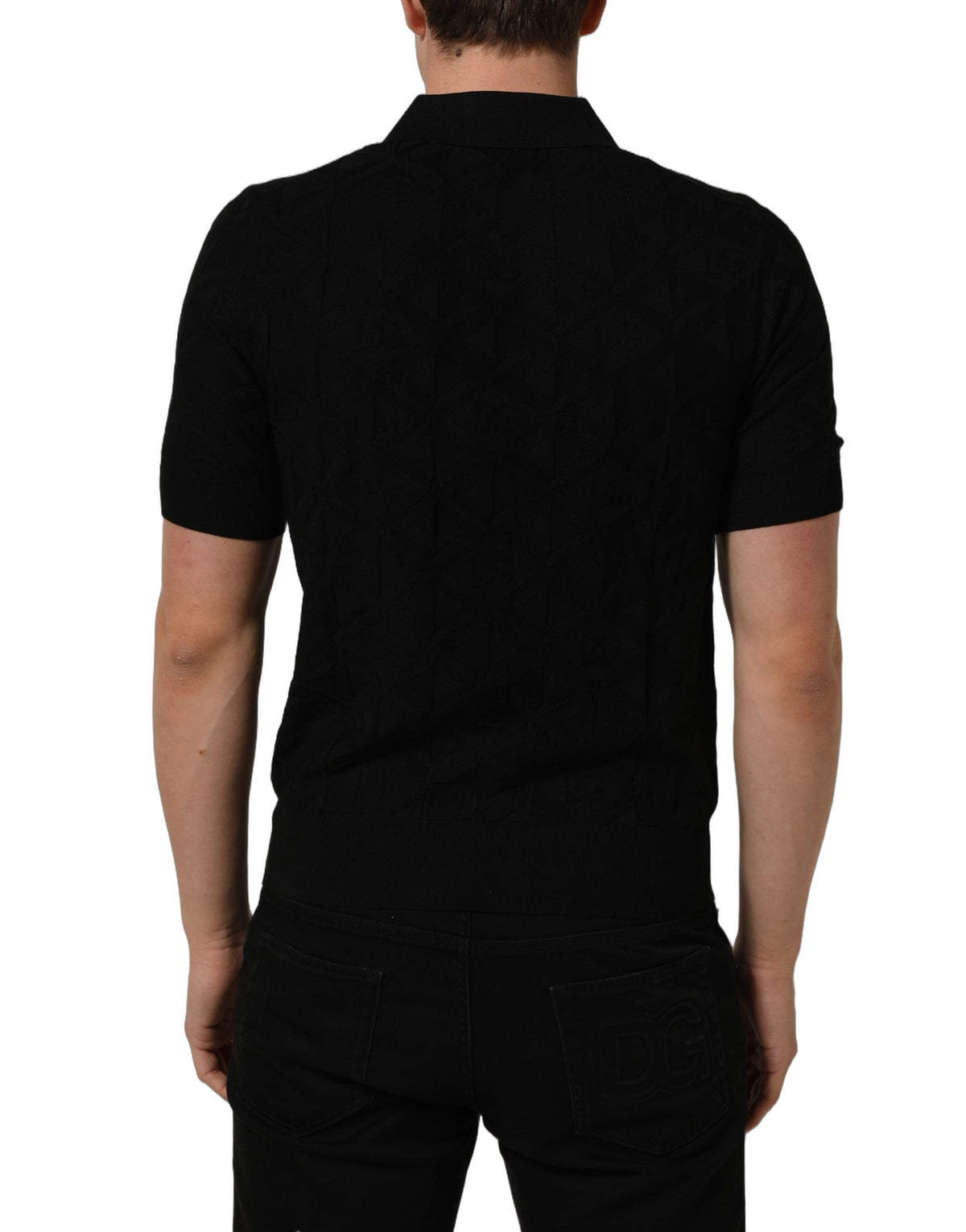 Dolce & Gabbana Black Silk Short Sleeve Knit Polo T-shirt