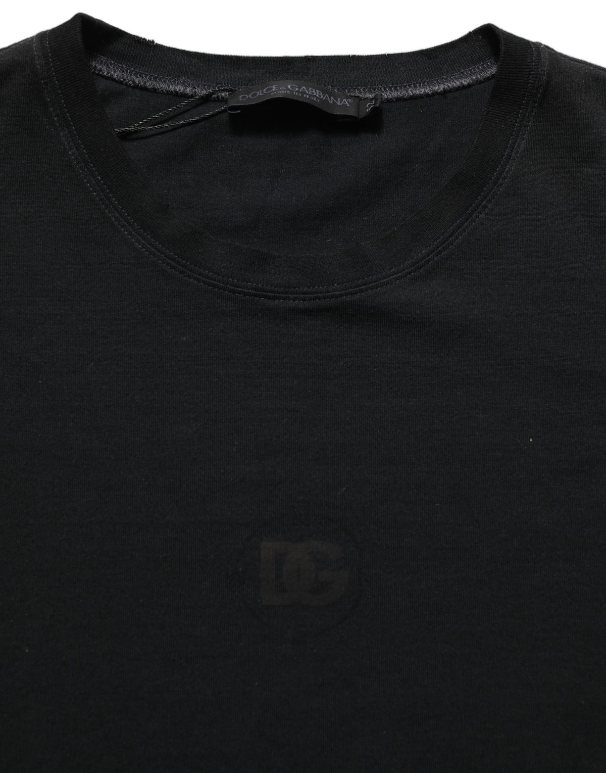 Dolce & Gabbana Black Cotton Short Sleeve Crew Neck T-shirt