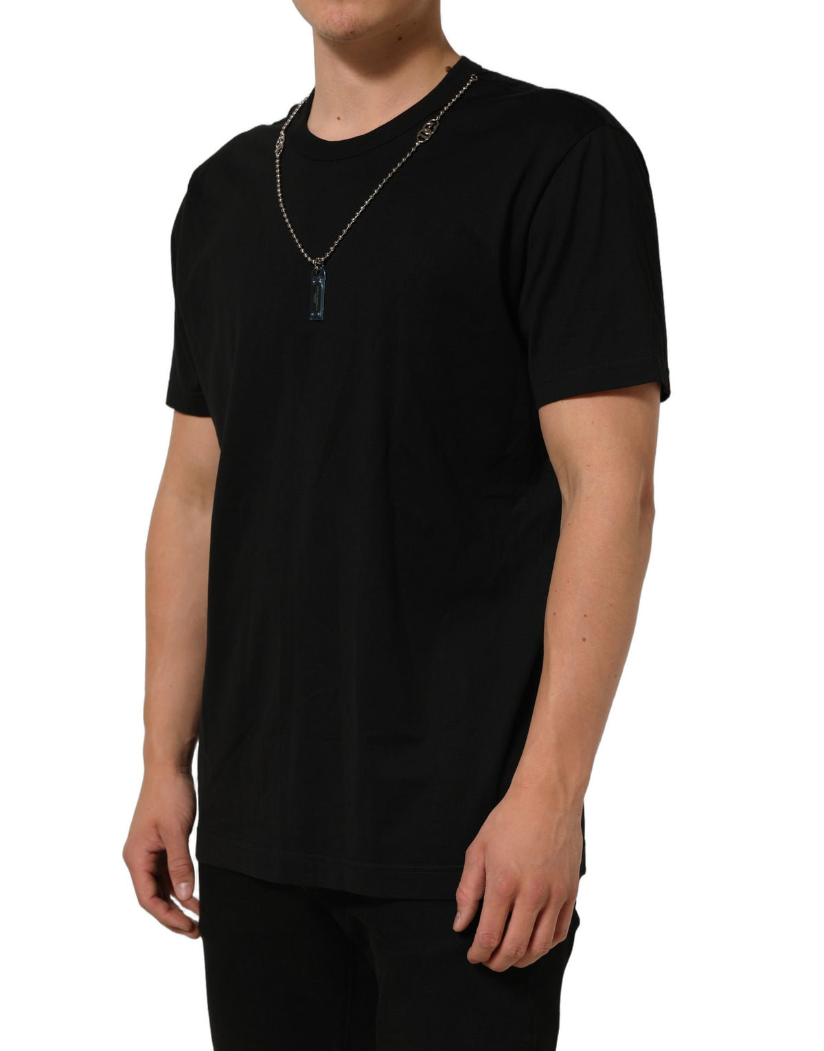 Dolce & Gabbana Black Dog Tag Short Sleeve CrewNeck T-shirt