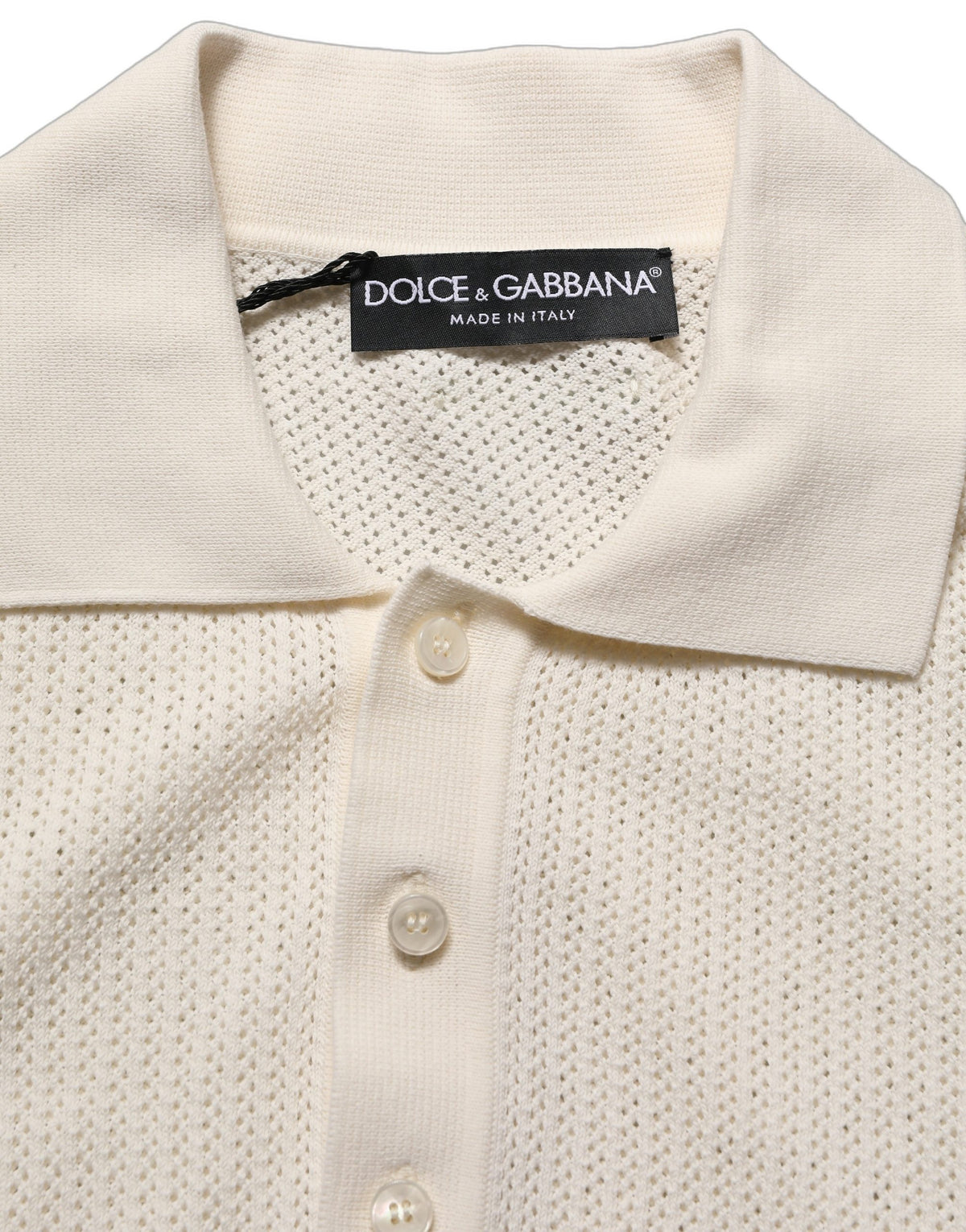 Dolce & Gabbana Off White Cotton Collared Men Polo T-shirt