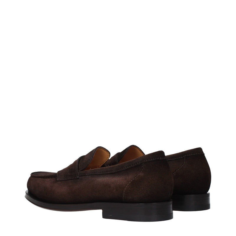 Santoni Brown Leather Slip-On Loafers for Men
