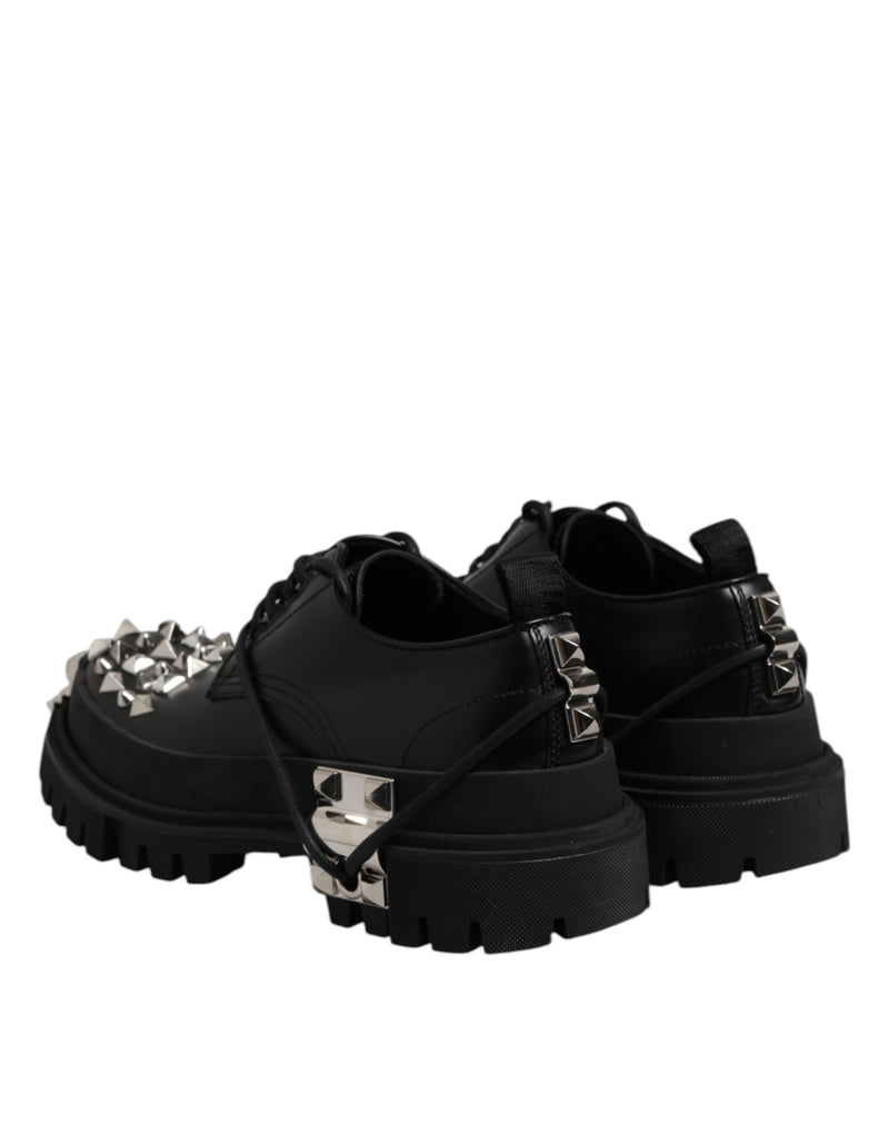 Dolce & Gabbana Black Studded Leather Hi-Trekking Derby Shoes
