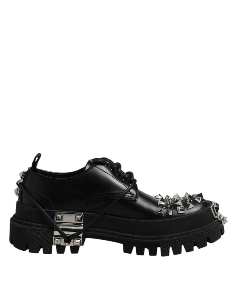 Dolce & Gabbana Black Studded Leather Hi-Trekking Derby Shoes
