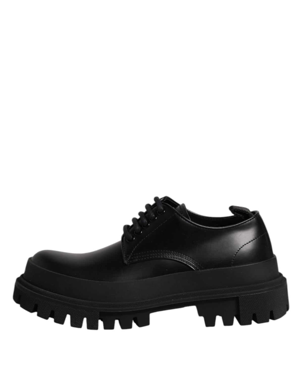 Dolce & Gabbana Black Leather Hi-Trekking Derby Shoes