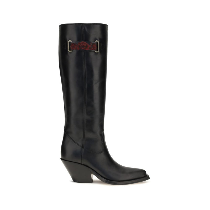 Chloé Black Calf Leather Bos Taurus Over The Knee Boots