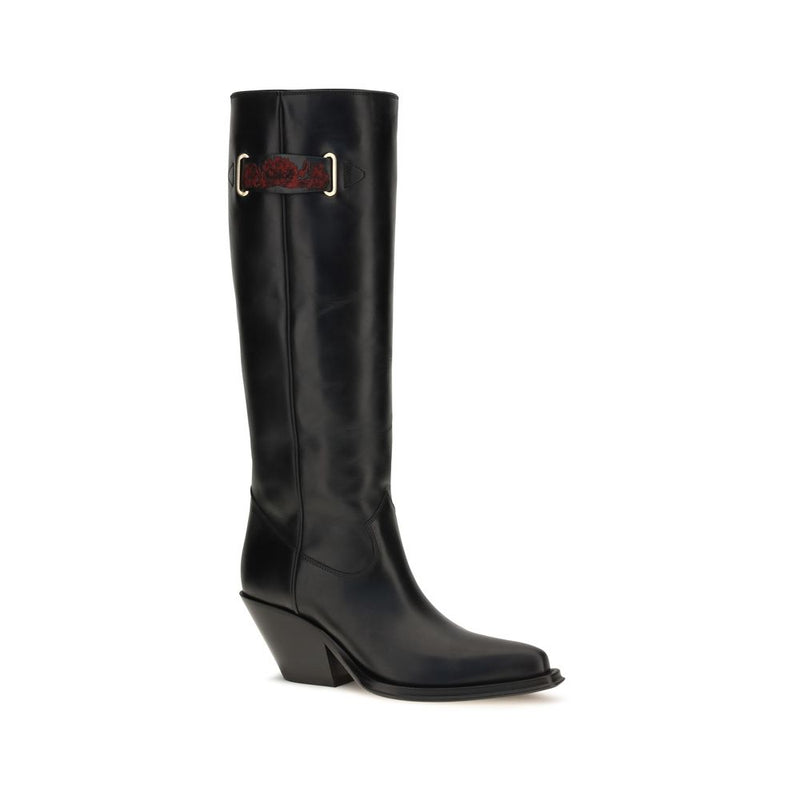 Chloé Black Calf Leather Bos Taurus Over The Knee Boots