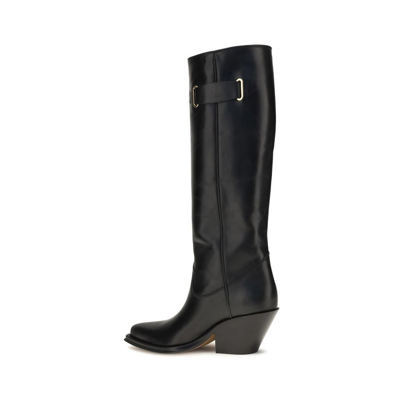 Chloé Black Calf Leather Bos Taurus Over The Knee Boots