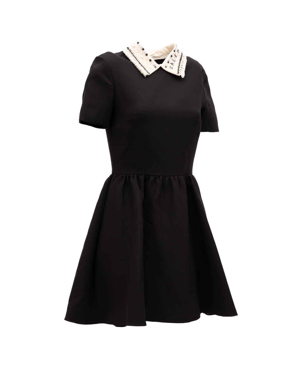 Valentino Garavani Black Mini Dress with Embellished Collar