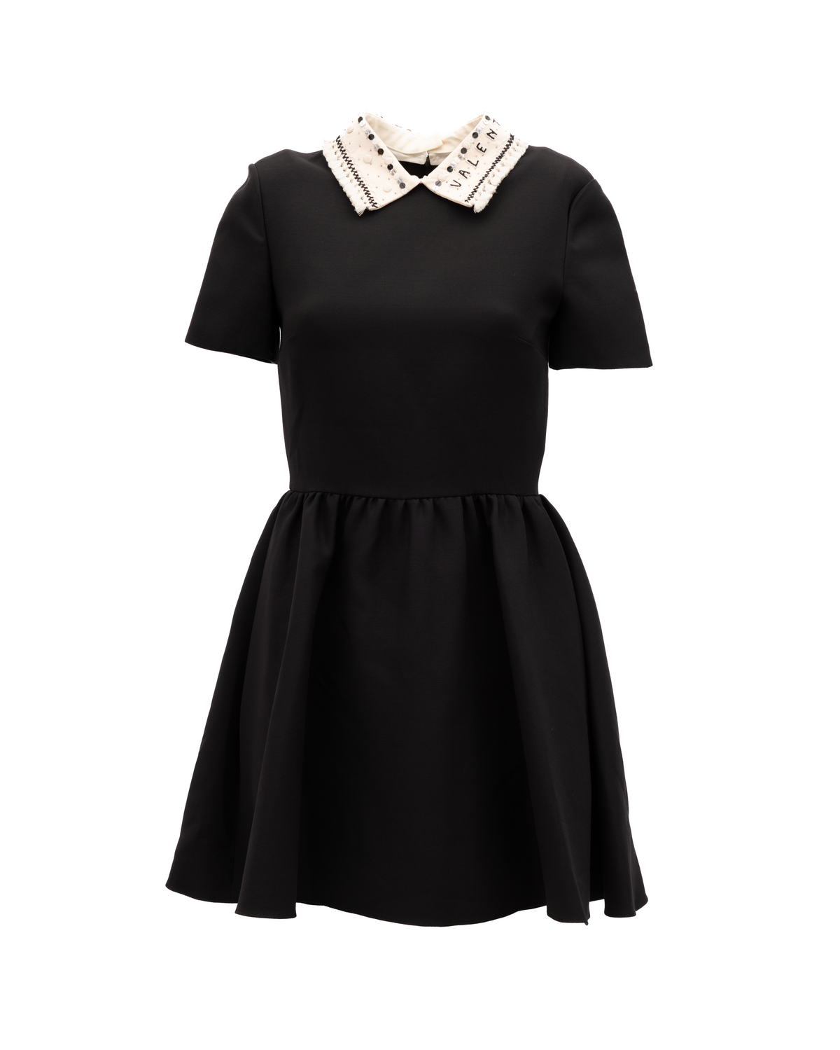 Valentino Garavani Black Mini Dress with Embellished Collar