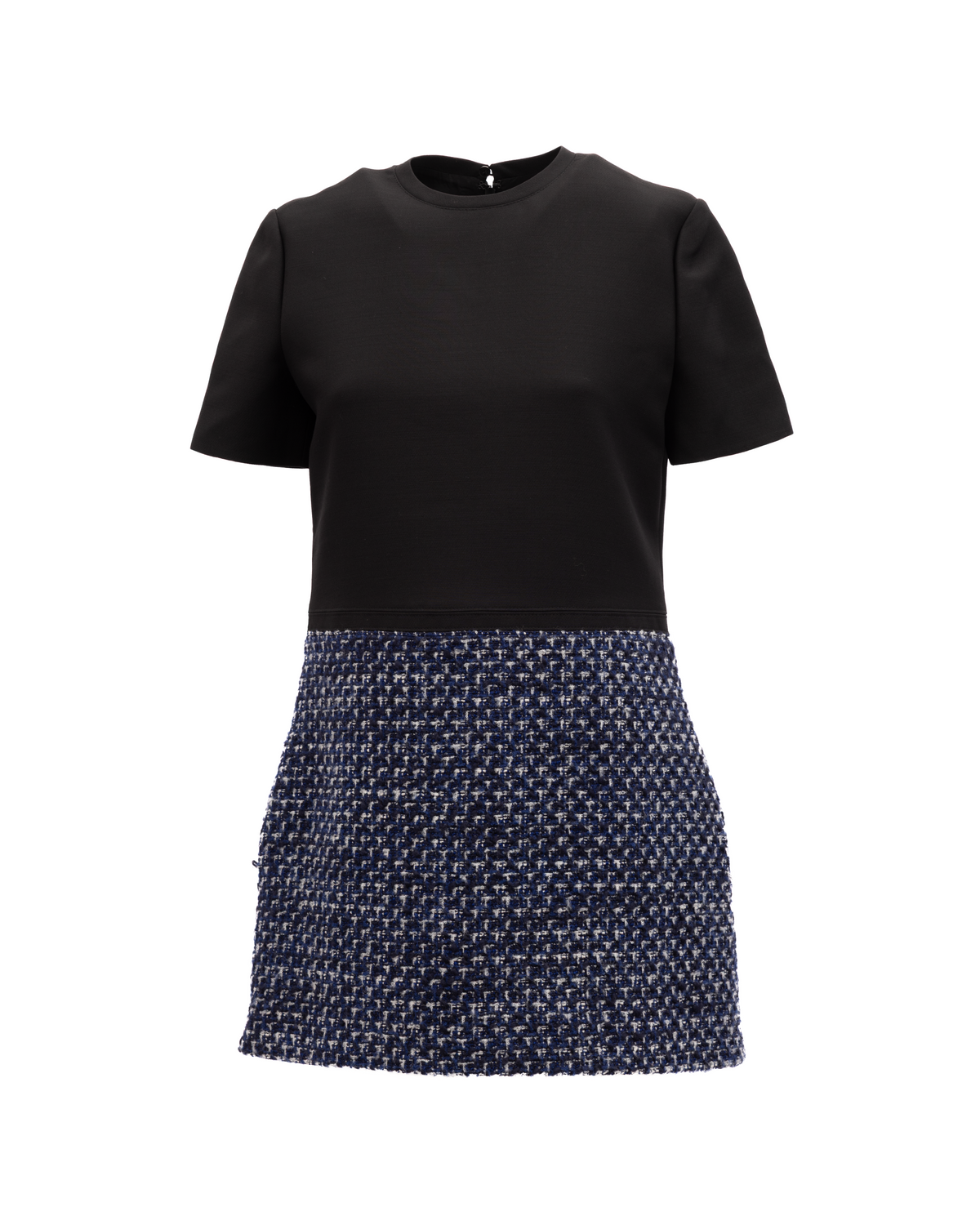 Valentino Garavani Black and Blue Tweed Mini Dress