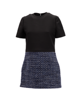 Valentino Garavani Black and Blue Tweed Mini Dress