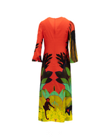 Valentino Garavani Tropical Print Long Sleeve Midi Dress