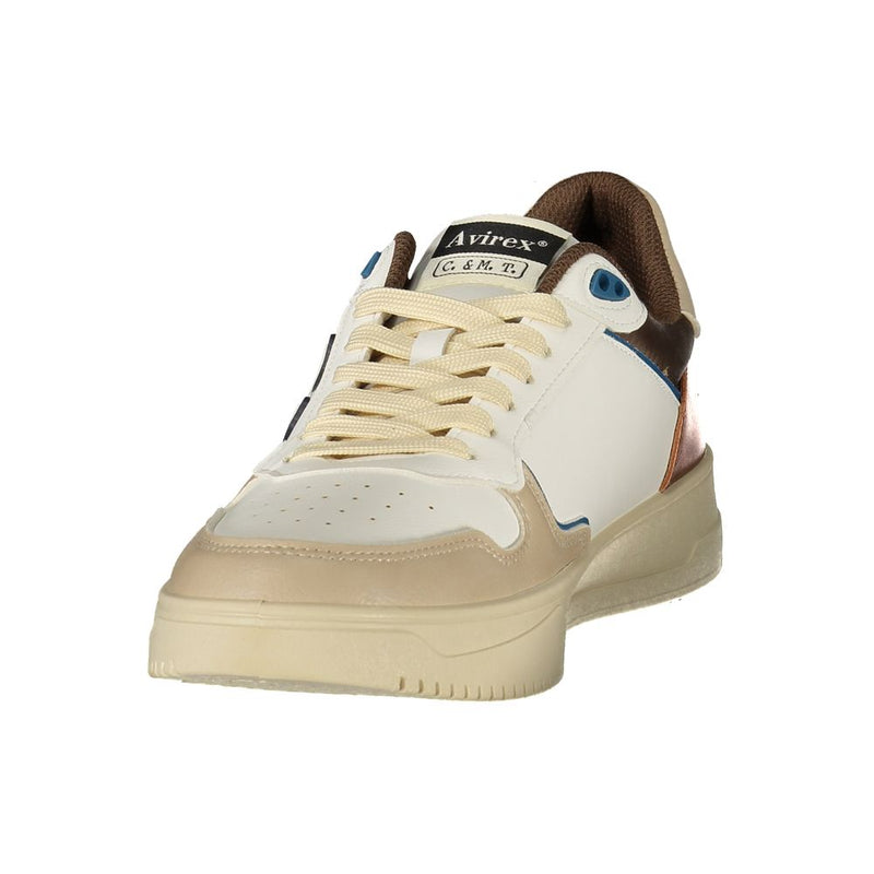 Avirex White Polyurethane Men's Sneaker - Bold Athletic Style