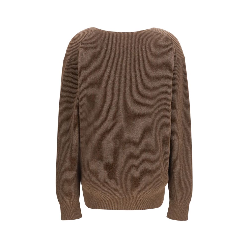 The Row Brown Cotton and Cashmere Sweatshirt - Phef Model